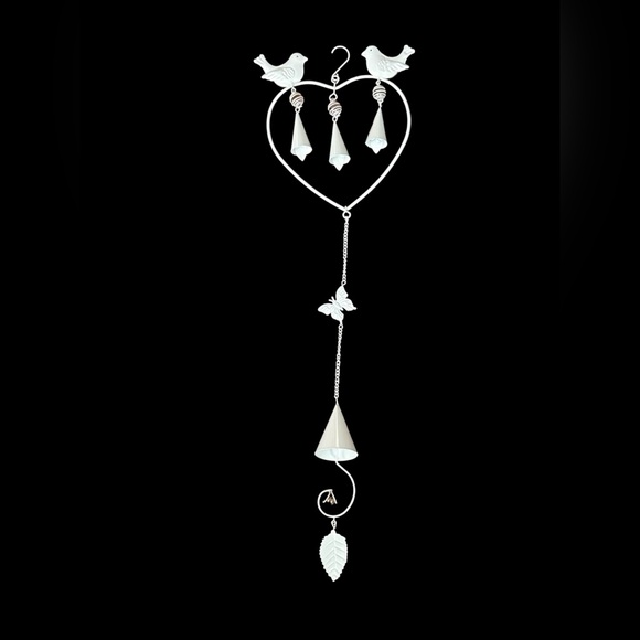 Charming Silver Heart Necklace with Birds and Butterfly - Picture 1 of 9